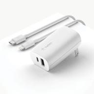 🔌 блок питания belkin usb c 32 вт: кабель c на lightning, pd с портами usb c на 20 вт и usb a на 12 вт - совместим с iphone 12, ipad, airpods и другими логотип