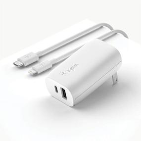 img 3 attached to 🔌 Блок питания Belkin USB C 32 Вт: кабель C на Lightning, PD с портами USB C на 20 Вт и USB A на 12 Вт - совместим с iPhone 12, iPad, AirPods и другими