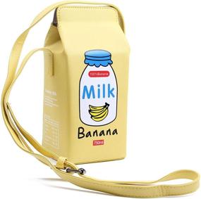 img 4 attached to 🍌 Lanpet Women's Fruit-themed Purse: Banana, Strawberry & Milk Box Crossbody Bag with Mobile Phone Wallet