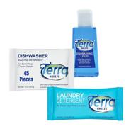 🧳 convenient terra breeze 1-shoppe travel detergent packets & dish soap bulk kit - ideal for airbnb, rentals, & on-the-go cleaning: includes dishwasher detergent, travel dish soap, and scent free laundry detergent (45 pcs) logo