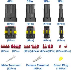 img 2 attached to 🔌 362 шт. Водонепроницаемый набор автомобильных электрических разъемов: набор контактов для грузовиков и автомобилей - проводов грузовика и разъемов свечей зажигания, 1 2 3 4 контактов