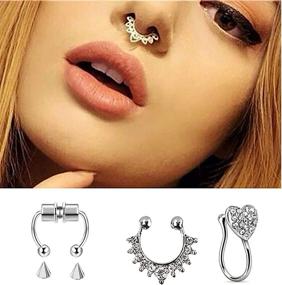 img 2 attached to LAIMALA Magnetic Horseshoe Stainless Non Pierced Women's Jewelry