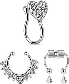 img 4 attached to LAIMALA Magnetic Horseshoe Stainless Non Pierced Women's Jewelry