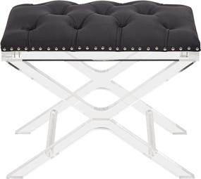 img 1 attached to Black Velvet and Acrylic Finish Cody Ottoman by Armen Living