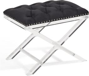 img 2 attached to Black Velvet and Acrylic Finish Cody Ottoman by Armen Living