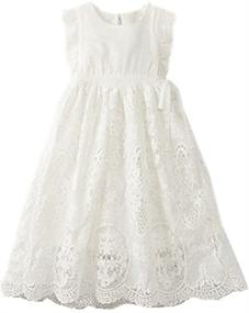 img 4 attached to 🍑 Off White Peach Vintage Lace Sleeveless Flower Girl's Dress by Bow Dream