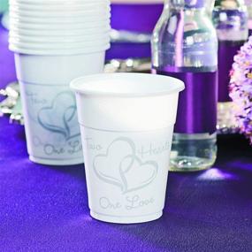 img 1 attached to 💑 Set of 50 Durable Two Hearts Wedding Cups - 16oz Disposable Plastic Cups