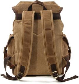 img 2 attached to 🎒 WUDON Leather Waxed Rucksack Backpack: Stylish & Practical Shoulder Bag