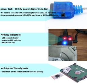 img 2 attached to 🔌 DTech Slim USB to Hard Drive Cable HDD SSD 3.5 2.5 Inch 22 pin SATA to USB 2.0 Adapter: Speedy Disk Data Transfer with Power Supply and LED Indicators