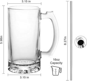 img 3 attached to 🍺 Premium 16oz Beer Mugs Set of 8 - Freezer Safe Glass Mugs with Handle for Bar, Pub, and Home - Large Beer Cups for Alcohol, Beverages - KTZB02