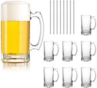 🍺 premium 16oz beer mugs set of 8 - freezer safe glass mugs with handle for bar, pub, and home - large beer cups for alcohol, beverages - ktzb02 logo