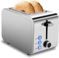 🍞 premium retro stainless steel toaster: 2 slice best rated prime with 7 bread shade settings, bagel/defrost/cancel button, extra wide slot, removable crumb tray логотип