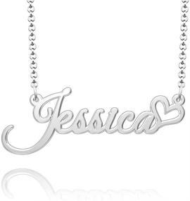 img 3 attached to Q&Locket Sterling Silver Personalized Script Initial Nameplate Necklace – Custom Name Necklaces for Girls and Women – Unique Gifts