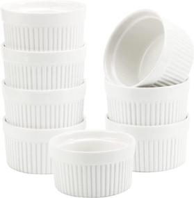 img 4 attached to 🍮 Premium 6 OZ Ramekin Bowls - WERTIOO 8 PCS for Baking and Cooking, Sleek Porcelain Ramikins, Oven Safe: Pudding, Creme Brulee, Custard Cups