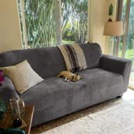 🛋️ rhf sofa slipcover: dark grey sofa cover for 3 cushion couch - perfect protection for dogs logo