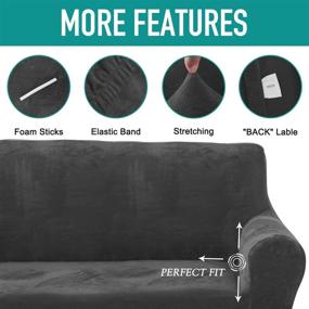 img 2 attached to 🛋️ RHF Sofa Slipcover: Dark Grey Sofa Cover for 3 Cushion Couch - Perfect Protection for Dogs