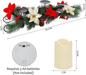 img 3 attached to 🎄 Hausse 26 Inch Christmas Poinsettia Centerpiece with 3 Flameless LED Candles: Perfect Festive Table Decor for Home Holiday Party and Mantel Decorations