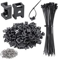 🔗 100 piece cable zip tie mounts base with 8-inch cable ties tapping screw, wire cable clips organizer holders clamps in black logo
