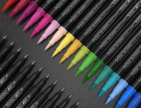 img 1 attached to 🖌️ Dual Tip Brush Pens Double Sided Pigment Based Brush Markers Set: 36 Colors with Zipper Case - Flexible Brush & 0.4mm Fineliner Ideal for Coloring, Journaling, Lettering, Drawing, Sketching, Illustration, Manga