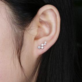 img 1 attached to 💎 AoedeJ Bubble Sterling Silver CZ Ear Climber Earrings Cartilage Crawler Stud Earrings