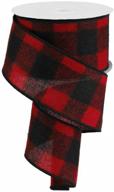 🔴 2.5" red and black fuzzy large check ribbon (10 yards) - buffalo plaid wired edge ribbon for rg01756ma logo