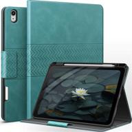 📱 green vegan leather ipad air 4 case with pencil holder | auto sleep/wake | compatible with ipad air 4th generation 10.9 inch 2020 logo