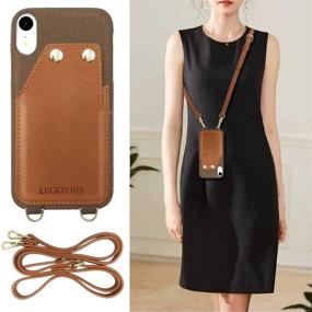 img 4 attached to 👜 LuckyCoin Leather Fabric Wallet Case with Crossbody Strap for iPhone XR - Brown