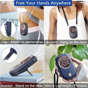 img 2 attached to LOKASS Portable Neck Fan Mini Handheld Electric Bladeless Fan, 2000mAh Battery Operated Personal Fan with Lanyard for Summer Eyelash, USB Rechargeable, Small, Hands-Free, 3 Speeds - Outdoor, Dark Blue