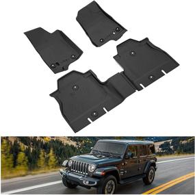 img 4 attached to 🚗 2018-2021 Коврики пола для Jeep Wrangler JL 4-дверей - KIWI MASTER TPE всепогодные кованые коврики передние и задние 2 ряда черные - Оригинальные полиуретановые накладки для улучшенного опыта использования аксессуаров