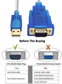 img 1 attached to DTECH 10ft USB 2.0 to RS232 DB9 Serial Port Adapter Cable with FTDI Chipset - Compatible with Windows 10, 8, 7, Mac, Linux