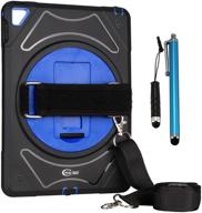 📱 enhanced protection case for apple ipad pro 9.7 (2016) by cellular360 - car headrest mount case with 360° rotatable kickstand, adjustable handle & shoulder strap (black/blue) logo