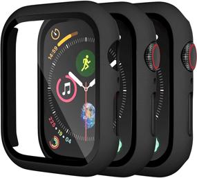 img 4 attached to 📱 [Набор из 3] Чехол Charlam для Apple Watch 38 мм серии 1/2/3 с встроенным защитным экраном | Всеобъемлющий ультратонкий бамперное полное покрытие из прочного поликарбоната для iWatch 38MM | Черный | 3 штуки.