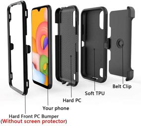 img 3 attached to 📱 Rugged Black Samsung Galaxy A01 Case: Heavy Duty Shockproof Protector with Belt Clip Holster