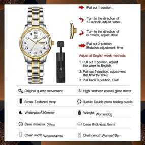 img 1 attached to OLEVS Luxury Ladies Watches - Women's Watch with Day and Date, Small Wrist Female Watch in Gold Stainless Steel, Black Roman Numerals, Easy Read Ladies Wrist Watches Waterproof (Adjustable Strap)