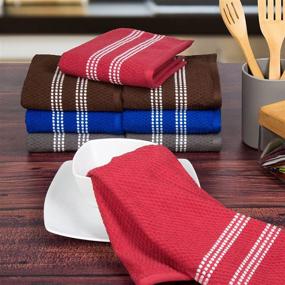 img 3 attached to Luxurious Set of 8 Lavish Home Combed Cotton Dish Cloths for Efficient Cleaning and Drying - Absorbent Popcorn Terry Weave - Multiple Colors
