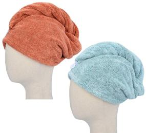 img 4 attached to 👒 HOPESHINE 2-пакет полотенец из микрофибры для быстрой сушки волос "Turban Twist" - быстро сушит волосы для длинноволосых женщин и девочек - впитывает, быстро сохнет, отличный подарок.