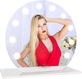 img 4 attached to 💄 Hollywood Sunset Mirage Vanity Mirror: Round Shape LED Dressing Mirror with Standing Base and Power Outlet