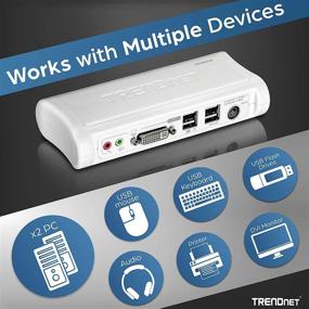 img 2 attached to 🔌 TRENDnet 2-Port DVI USB KVM Switch & Cable Kit with Audio, Dual PC Management, 2 x USB Keyboard & Mouse Ports, 2 x Bonus USB 2.0 Ports, 2 Way Audio Support, TK-204UK