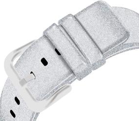 img 2 attached to 💎 SINGEAR Glitter Leather Watch Bands: Sparkling Bling Replacement Strap for Fitbit Versa - Silver, Women and Men