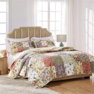 🛏️ vibrant greenland home blooming prairie cotton patchwork quilt set for twin/twin xl beds - includes 2-piece set logo