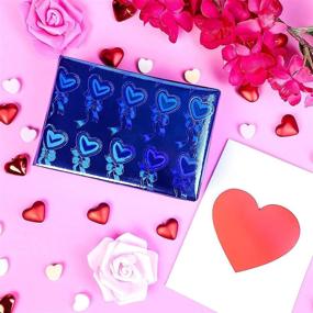 img 1 attached to 🎁 Holographic Wrapping Paper, Iridescent Foil Gift Wrap - 3 Rolls, Totaling 73 sq. ft - Metallic Pink & Blue Hearts