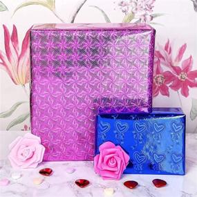 img 2 attached to 🎁 Holographic Wrapping Paper, Iridescent Foil Gift Wrap - 3 Rolls, Totaling 73 sq. ft - Metallic Pink & Blue Hearts