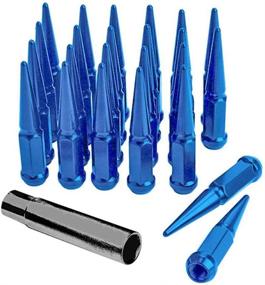 img 4 attached to 🔵 Blue Spike Lug Nuts, 24 pcs (m14x1.5 Thread) with Socket Key Included