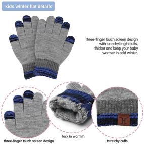 img 1 attached to 🧣 Stay Warm and Connected with Striped Boys' Winter Beanie Touchscreen Gloves - Essential Cold Weather Accessories