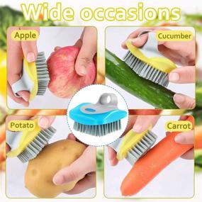 img 1 attached to 🥕 Set of 3 Fruit and Vegetable Brushes with Flexible Bristles for Washing Carrots, Potatoes, and Fruits - Random Color Kitchen Gadgets