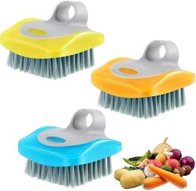 img 4 attached to 🥕 Set of 3 Fruit and Vegetable Brushes with Flexible Bristles for Washing Carrots, Potatoes, and Fruits - Random Color Kitchen Gadgets