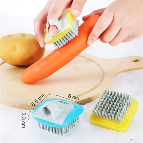 img 3 attached to 🥕 Set of 3 Fruit and Vegetable Brushes with Flexible Bristles for Washing Carrots, Potatoes, and Fruits - Random Color Kitchen Gadgets