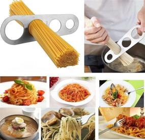 img 1 attached to 🍝 AKOAK Stainless Steel Spaghetti Pasta Measure Tool - 4 Measuring Holes for Portion Control - 1 Piece, 7 Inches