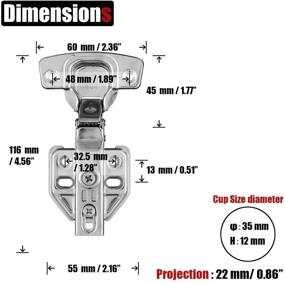 img 3 attached to 🔧 JQK Cabinet Hinges: Soft Closing 100 Degree Full Overlay Door Hinge for Frameless Cabinets - Stainless Steel Nickel Plated Finish (4 Pack, CH100-P4)