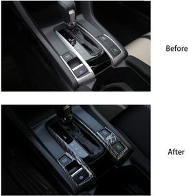 img 1 attached to 🚘 TheNice Carbon Fiber Grain CVT Automatic Transmission Shift Panel Stickers for Honda Civic Sedan Hatchback Coupe 2016-2021